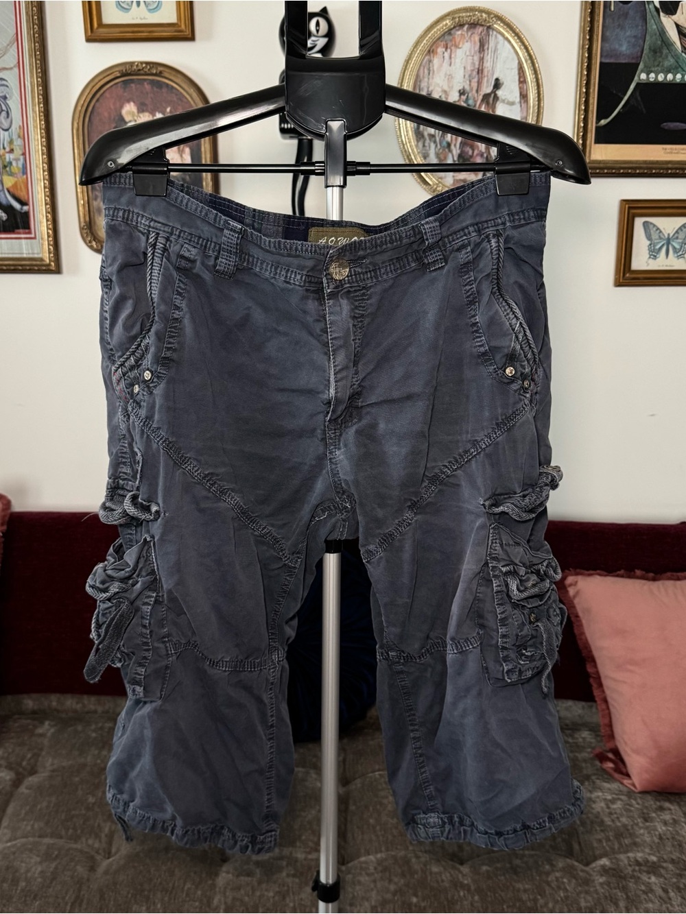 Men's Y2K AOWOFS Gray Cargo Capris